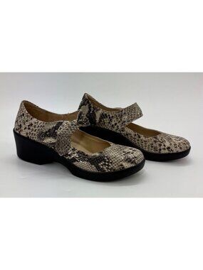 Alegria Ella Womens Snakeskin Print Mary Jane Wedge Shoes Size 8 EU 38 Leather U